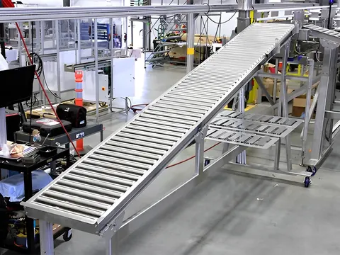 Gravity roller conveyor line