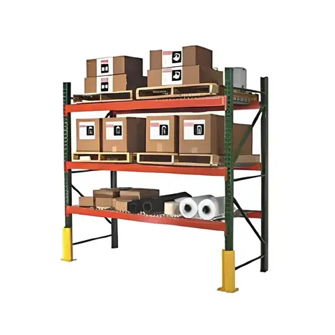 Pallet racking bay with loaded pallets